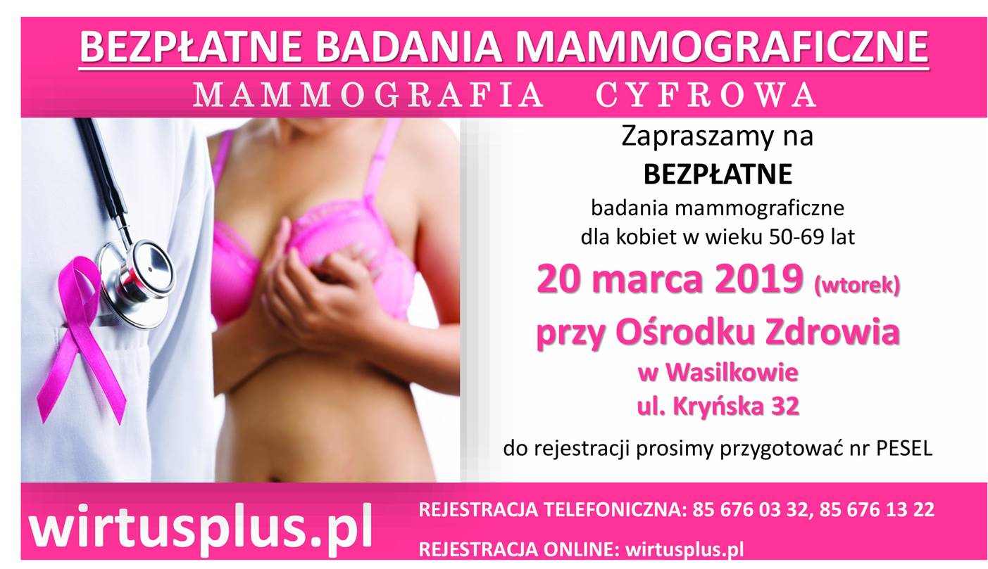 Bezpłatne badania mammograficzne w Wasilkowie