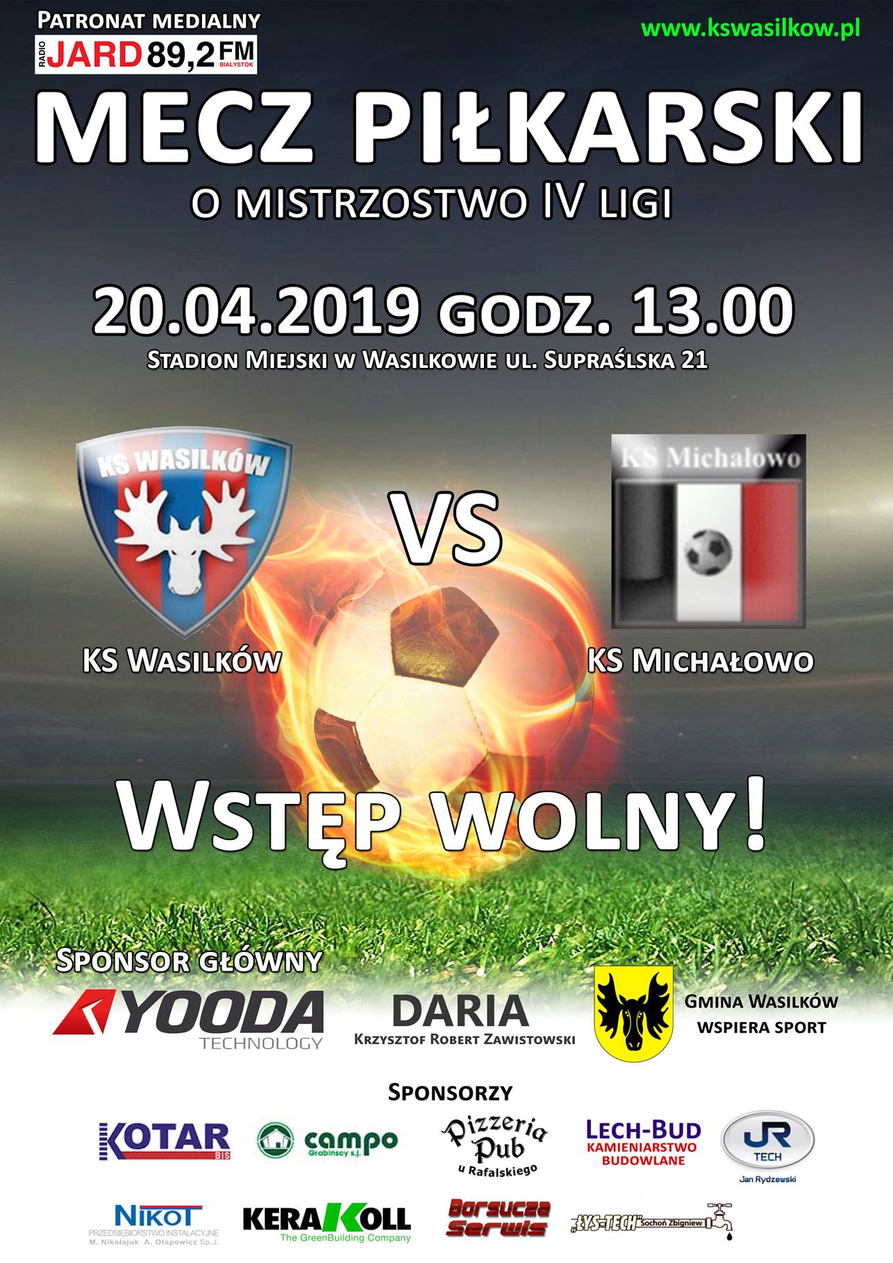 Zapraszamy na mecz KS Wasilków vs KS Michałowo