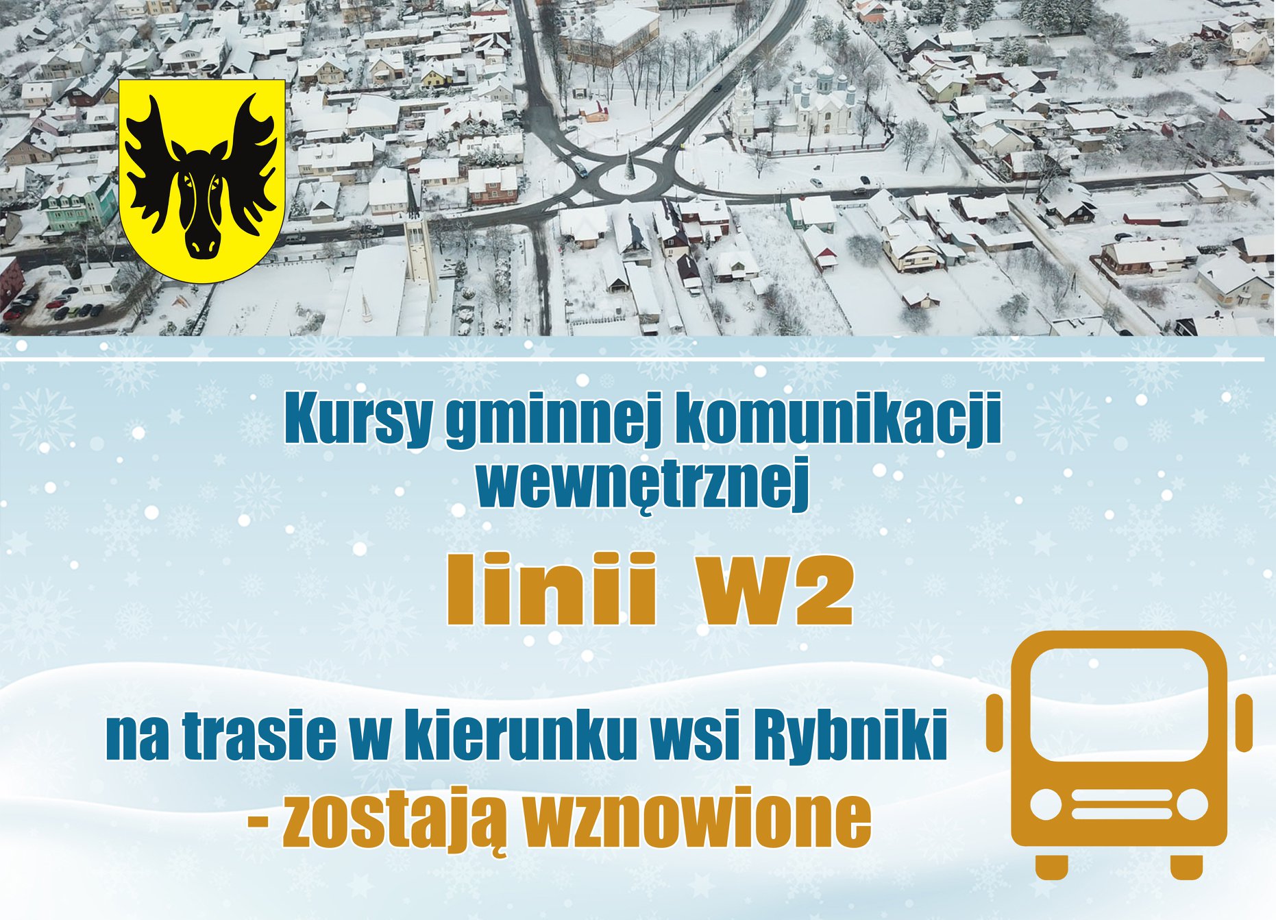 Kursy gminnej komunikacji wewnętrznej linii W2 na trasie w kierunku wsi Rybniki – zostają wznowione